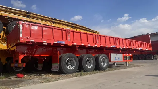 Semi-remorque à benne basculante latérale de 50 tonnes, entièrement neuve et durable, de haute qualité, à trois essieux, pour l'industrie du transport, pour le sable de pierre