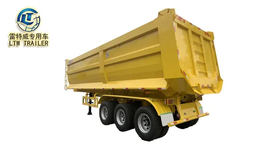 Semi-remorque à benne basculante à 2 essieux, 45 tonnes ou 60 tonnes, pour le transport de sable, avec timon arrière hydraulique, à vendre