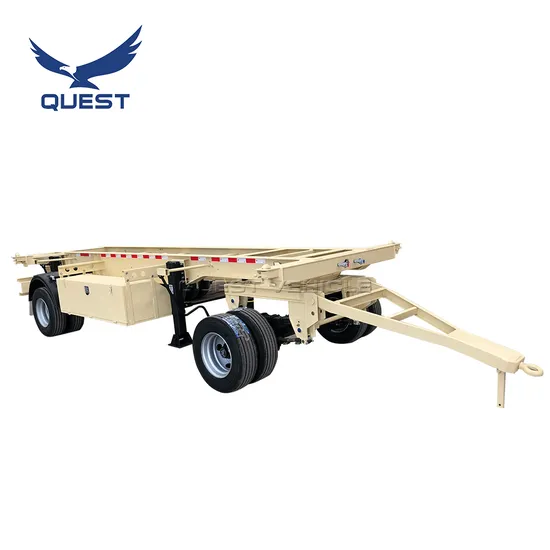 Remorque complète à châssis porte-conteneurs de 20 pieds avec barre d'attelage