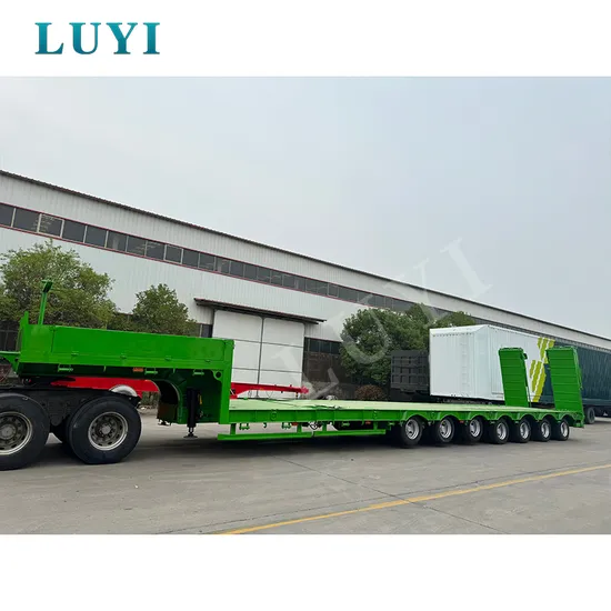 Semi-remorque surbaissée à rampe hydraulique à 7 essieux et 80 tonnes, prix d'usine