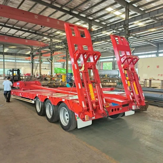 Remorque à chargement frontal amovible hydraulique, semi-remorque surbaissée à col de cygne amovible