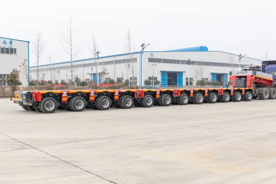 Transport de compresseurs robustes Pont 200 tonnes Surbaissé Col de cygne 6 essieux Remorque de camion modulaire hydraulique