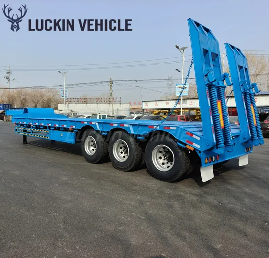 Remorque surbaissée robuste à plateau/surbaissée à 3/4/5 essieux, capacité de charge de 60 tonnes/80 tonnes/100 tonnes